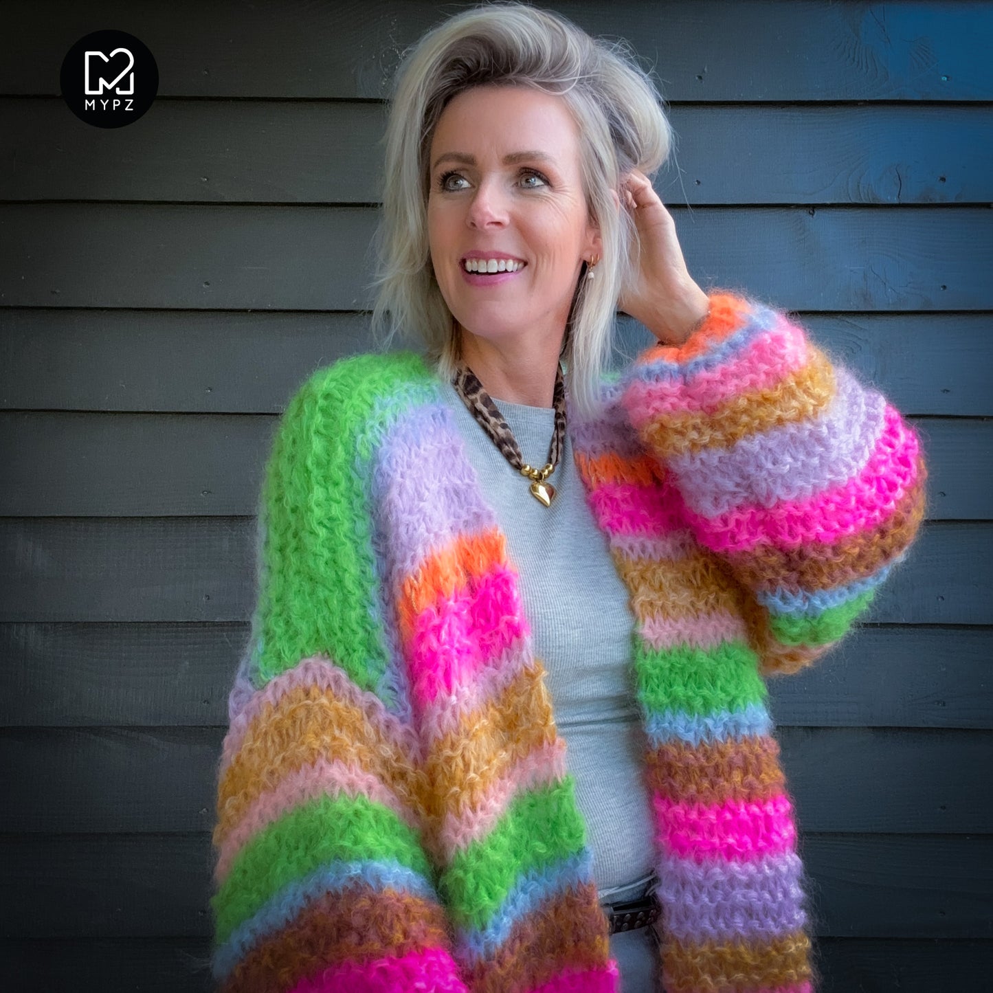 Breipatroon – MYPZ Chunky Mohair Cardigan Rainbow Sorbet No.15 (ENG-NL-DE)