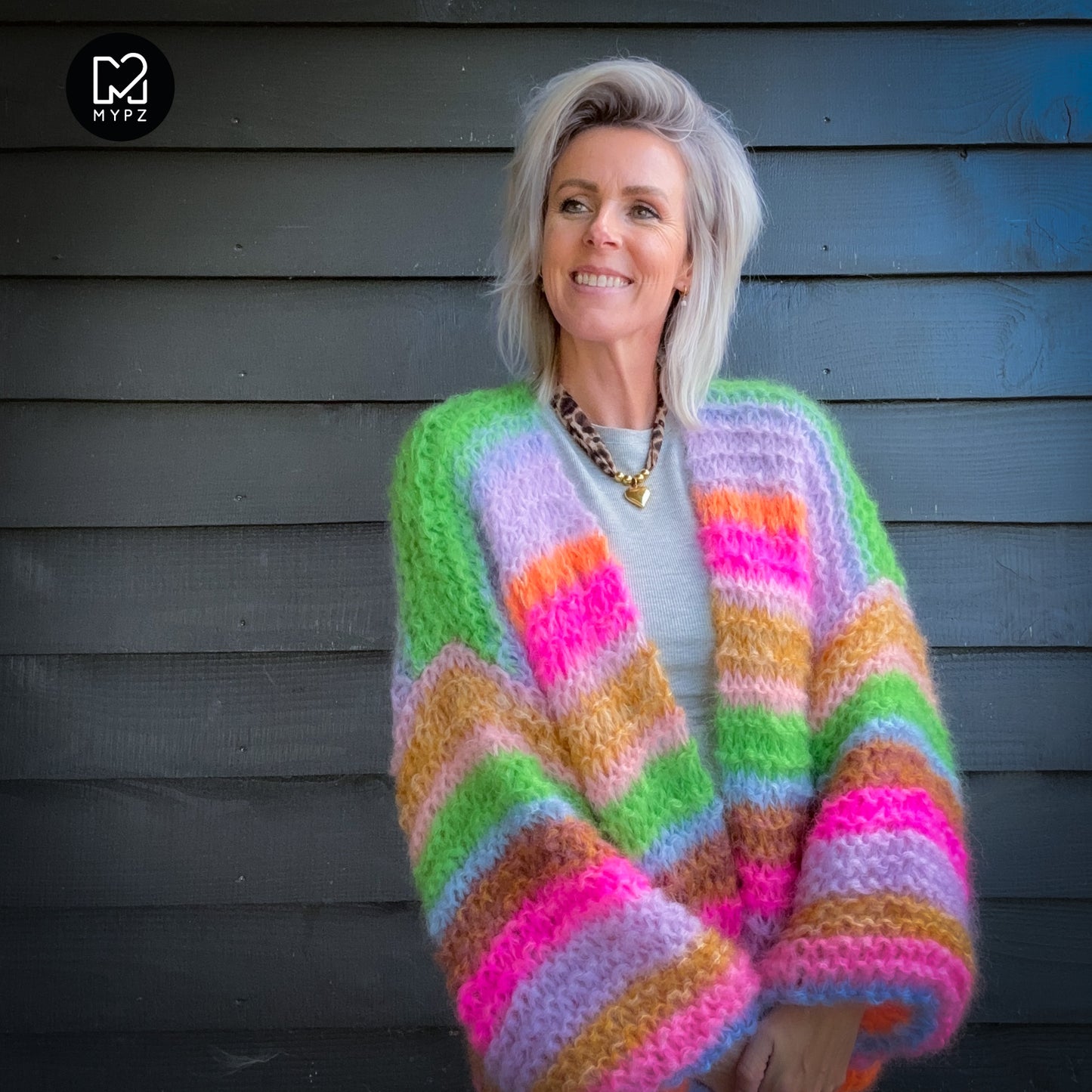 Breipatroon – MYPZ Chunky Mohair Cardigan Rainbow Sorbet No.15 (ENG-NL-DE)