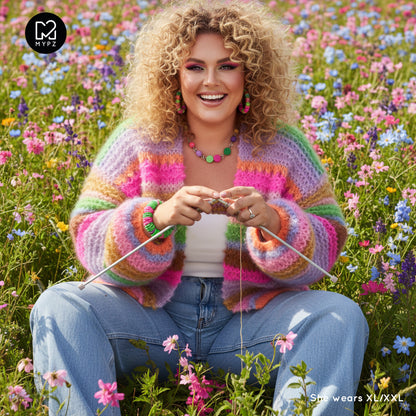 Breipatroon – MYPZ Chunky Mohair Cardigan Rainbow Sorbet No.15 (ENG-NL-DE)