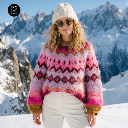 Breipatroon – MYPZ Chunky Topdown Alpaca-trui Framboos nr. 12 (ENG-DE-NL-ES-FR-IT-DA-SV-NO)