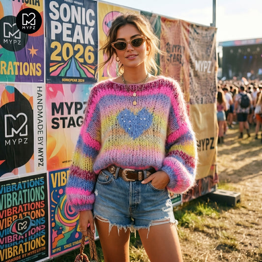 Breipakket – MYPZ korte Chunky Alpaca-Mohair trui Sunset Rave No15 (ENG-NL-DE)