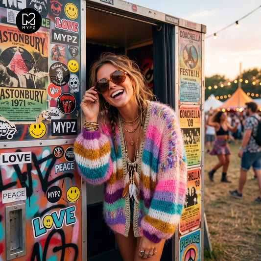 Haakpakket - Chunky Mohair cardigan Sunset Glow (ENG-NL-DE)