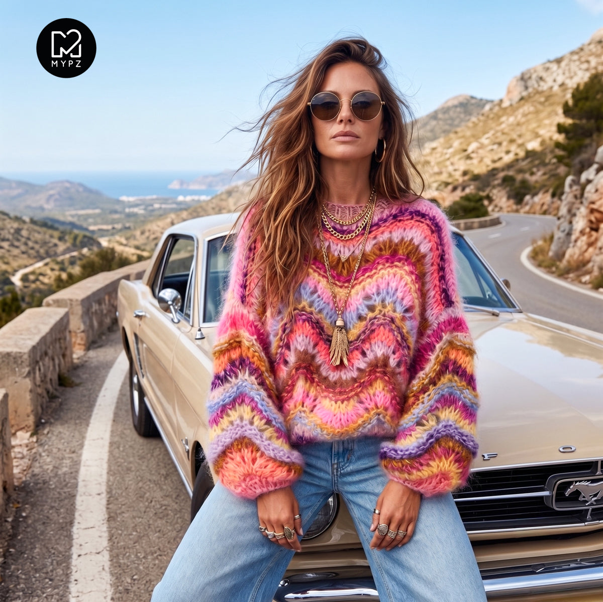 Breipatroon – Chunky Mohair trui Colorflow Wave No.12 (ENG-NL-DE)
