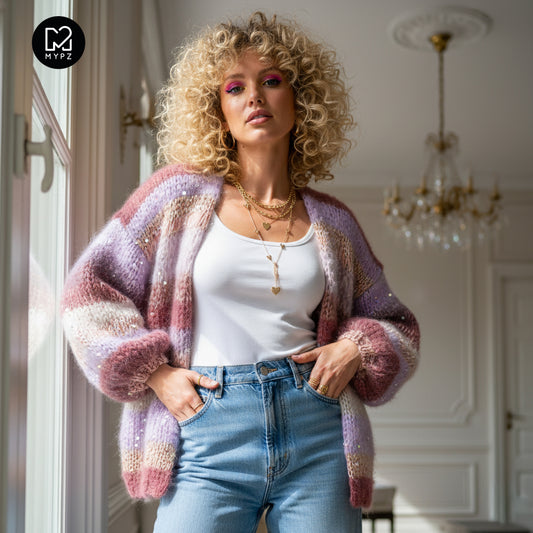 Breipakket – Chunky Mohair Cardigan Whisper Rose No.12 (ENG-NL-DE
