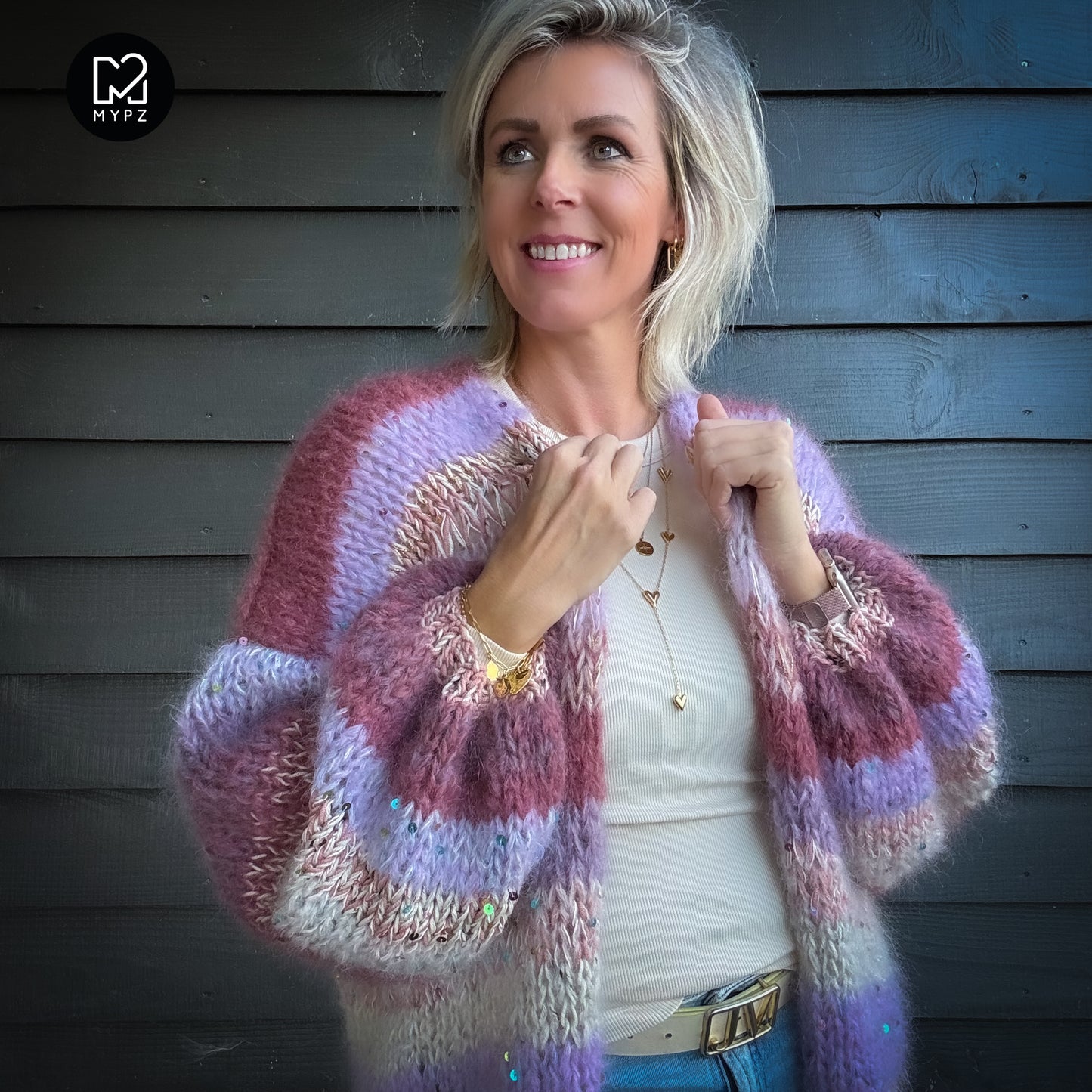 Breipatroon – Chunky Mohair Cardigan Whisper Rose No.12 (ENG-NL-DE)