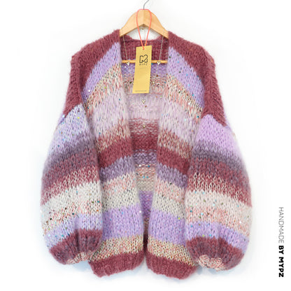 Chunky Mohair cardigan Whisper Rose