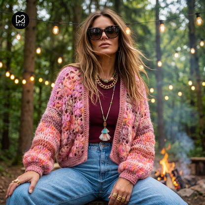 Haakpatroon - MYPZ Short Wildflower-vest Pecan (ENG-DE-NL-ES-FR-IT-DA-SV-NO)