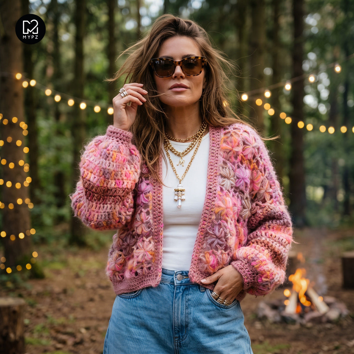Haakpatroon - MYPZ Short Wildflower-vest Pecan (ENG-DE-NL-ES-FR-IT-DA-SV-NO)