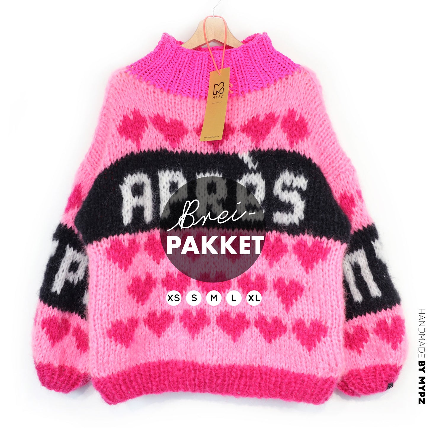 Breipakket – MYPZ Chunky Mohair Ski Love Trui Pink No.9 (ENG-NL-DE)