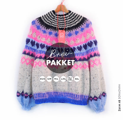 Breipakket – MYPZ top-down trui Blue Heart No6 (ENG-NL-DE)
