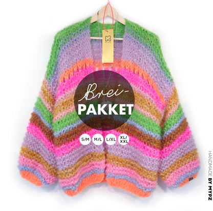 Knitting Kit – MYPZ Chunky Mohair Cardigan Rainbow Sorbet No.15 (ENG-NL-DE)