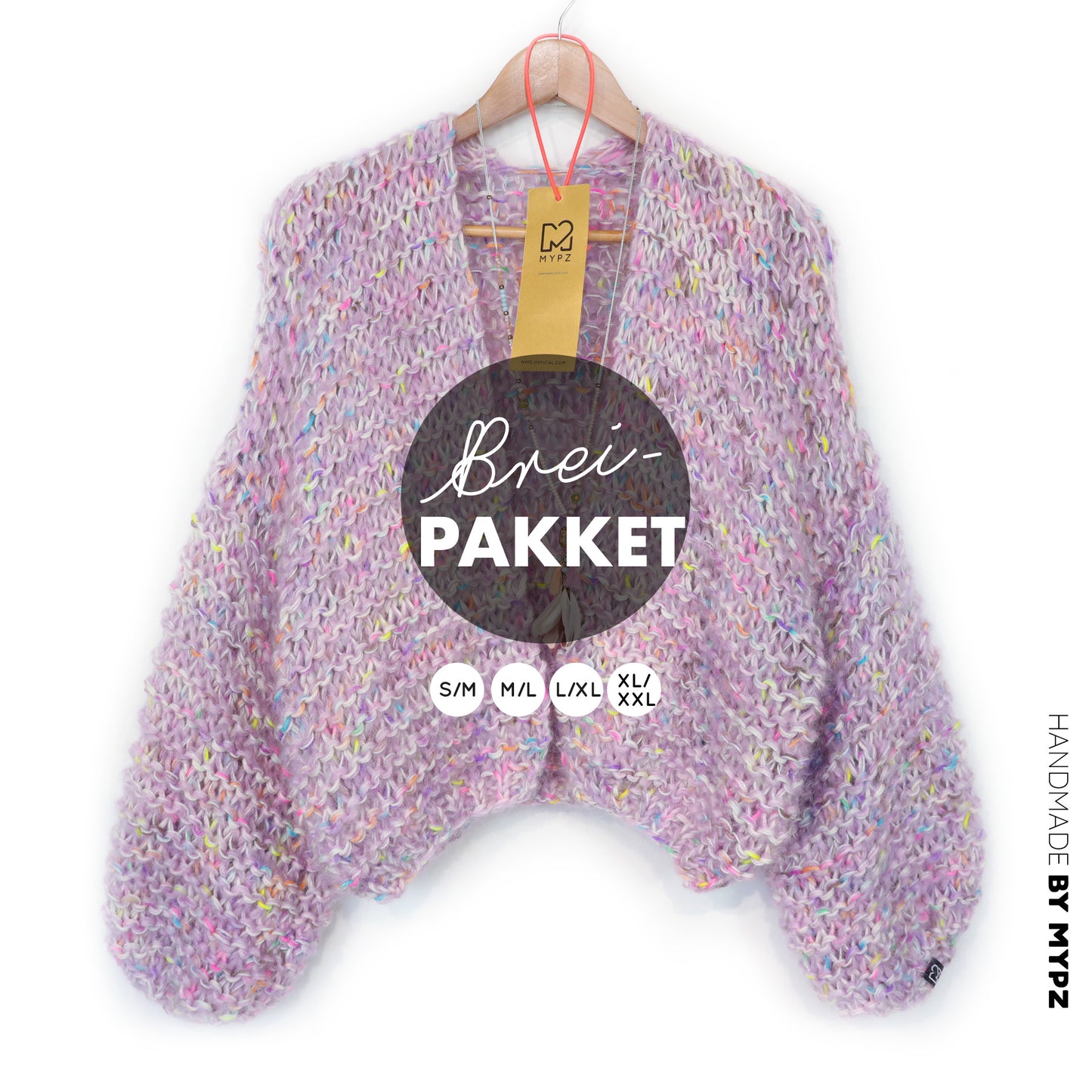 Breipakket – MYPZ kort Chunky Mohair-Merino vest Confetti Nights No.15 (ENG-NL-DE)