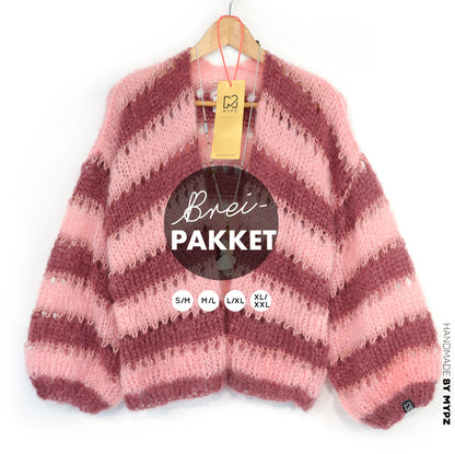 Breipakket – MYPZ kort Light Mohair Cardigan Rose Burgundy No10 (ENG-NL-DE-FR-ES)