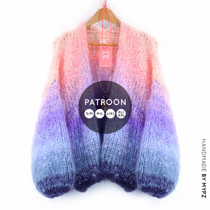 Knit pattern – MYPZ short chunky Mohair cardigan Blue Sky No15 (ENG-NL-DE)