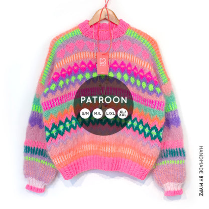 Knit pattern – Chunky Mohair Pullover Pink Sugar No.6 (ENG-NL-DE)