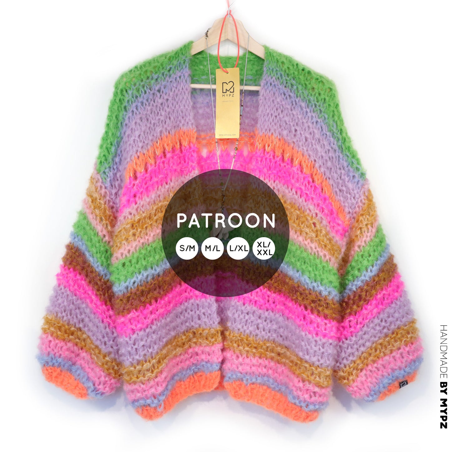 Breipatroon – MYPZ Chunky Mohair Cardigan Rainbow Sorbet No.15 (ENG-NL-DE)