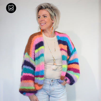 Breipatroon – Chunky Mohair Vest Rainbow Medley No.12 (ENG-NL-DE)