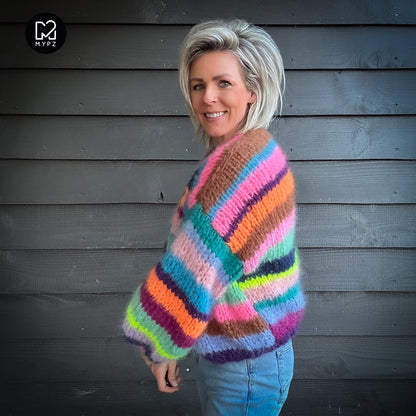 Breipatroon – Chunky Mohair Vest Rainbow Medley No.12 (ENG-NL-DE)
