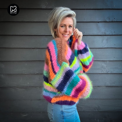 Breipatroon – Chunky Mohair Vest Rainbow Medley No.12 (ENG-NL-DE)