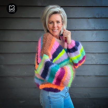 Breipatroon – Chunky Mohair Vest Rainbow Medley No.12 (ENG-NL-DE)