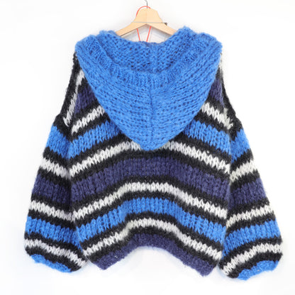 Breipatroon – MYPZ Hooded Chunky Mohair Bomber Cardigan Blue No.15 (ENG-DE-NL-ES-FR-IT-DA-SV-NO)
