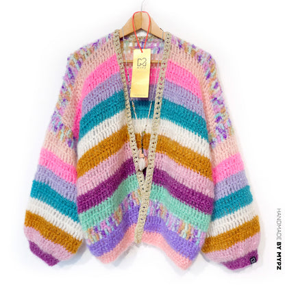 Haakpakket - Chunky Mohair cardigan Sunset Glow (ENG-NL-DE)