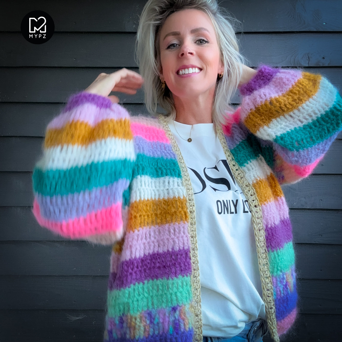 Haakpakket - Chunky Mohair cardigan Sunset Glow (ENG-NL-DE)