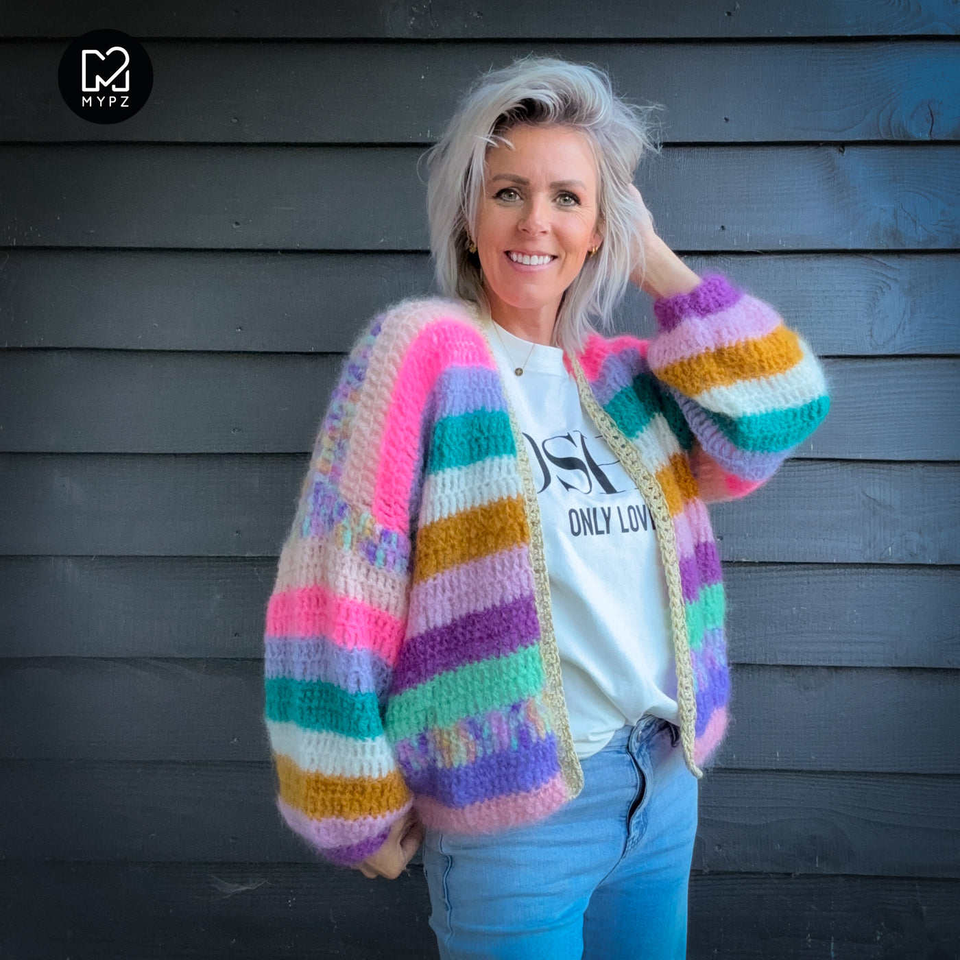 Haakpakket - Chunky Mohair cardigan Sunset Glow (ENG-NL-DE)