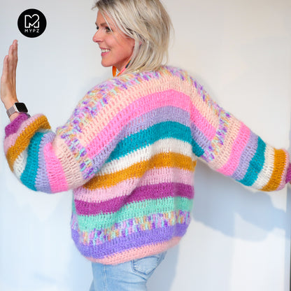 Haakpakket - Chunky Mohair cardigan Sunset Glow (ENG-NL-DE)