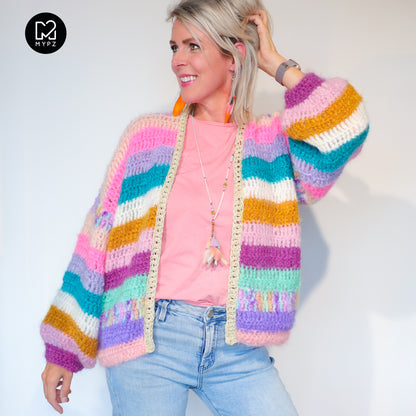 Haakpatroon - MYPZ Chunky Mohair cardigan Sunset Glow (ENG-NL-DE)
