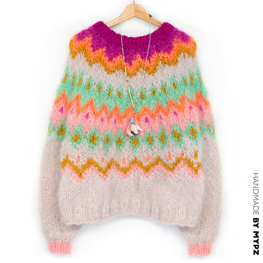 Breipakket – MYPZ Chunky Topdown Mohair Pullover Snowberry nr.12 (ENG-DE-NL-ES-FR-IT-DA-SV-NO)