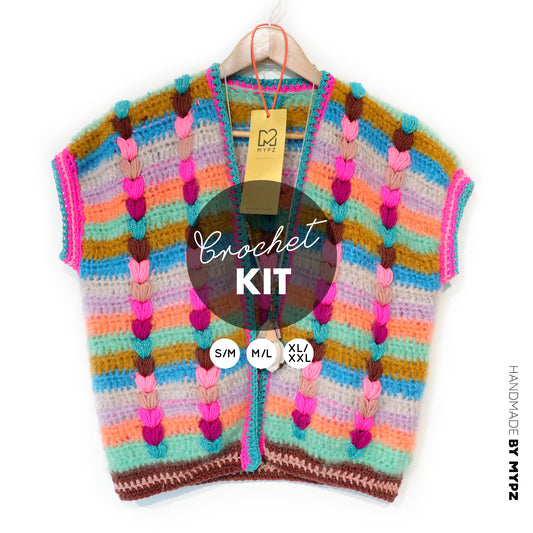 Haakpakket - Chunky Mohair-merino vest Heartbeat (ENG-NL-DE)