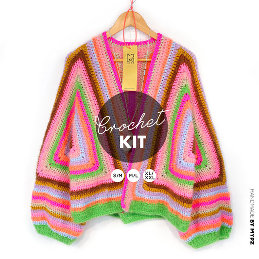 Kit de crochet - MYPZ Cardigan Hexagone Vibrant Soul (ENG-NL-DE-FR-ES)