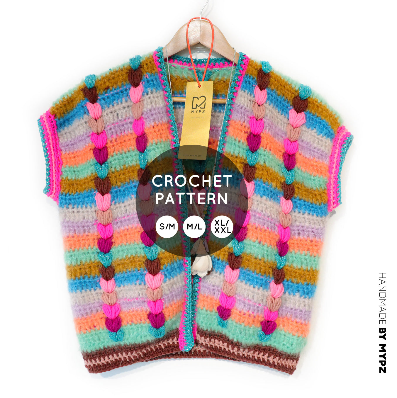 Haakpatroon - Chunky Mohair-merino vest Heartbeat (ENG-NL-DE)