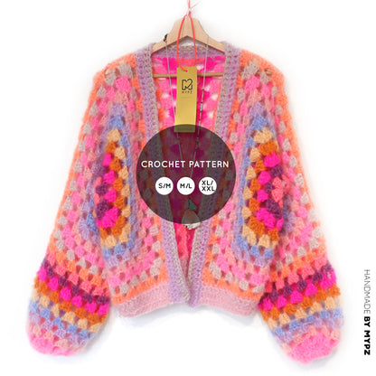 Crochet pattern - MYPZ Hexagon Cardigan Pink Vibes (ENG-NL-DE-FR-ES)