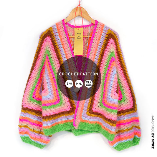 Modèle de crochet - Cardigan hexagone MYPZ Vibrant Soul (ENG-NL-DE-FR-ES)