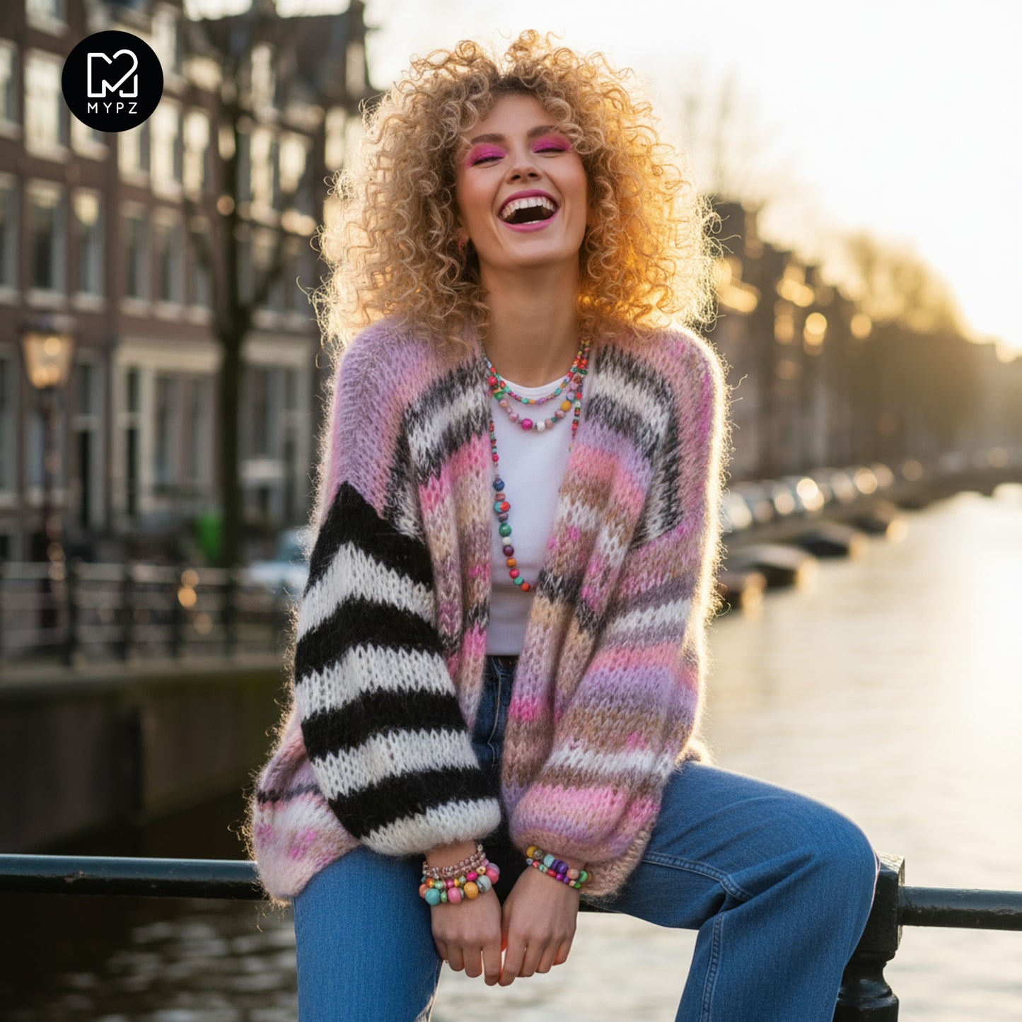 MYPZ Chunky Mohair Cardigan Funky Caramel