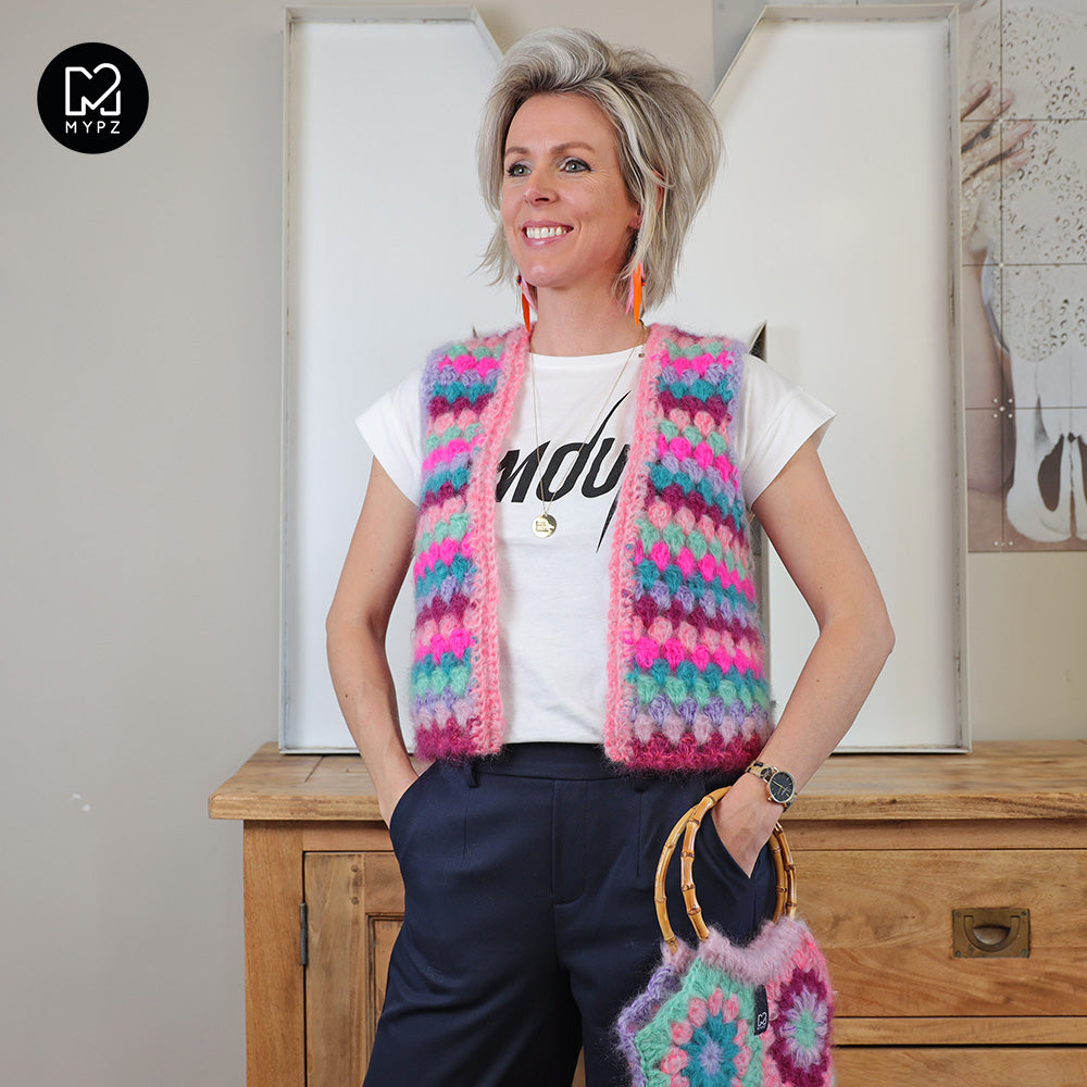 Haakpatroon - MYPZ Mohair Granny stripes gilet Milano (ENG-NL)