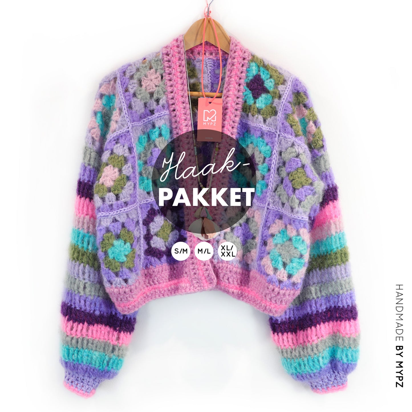 Haakpakket - MYPZ Granny square Mohair vest Purple-Candy (ENG-NL-DE)