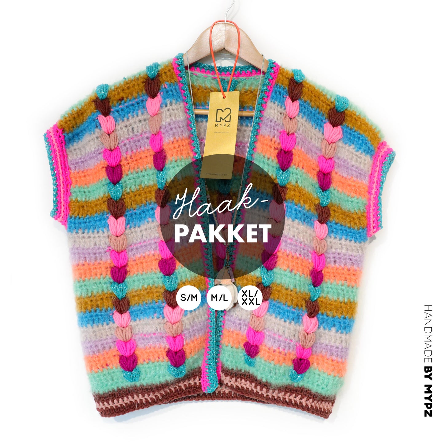 Haakpakket - Chunky Mohair-merino vest Heartbeat (ENG-NL-DE)