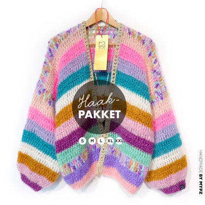 Haakpakket - Chunky Mohair cardigan Sunset Glow (ENG-NL-DE)