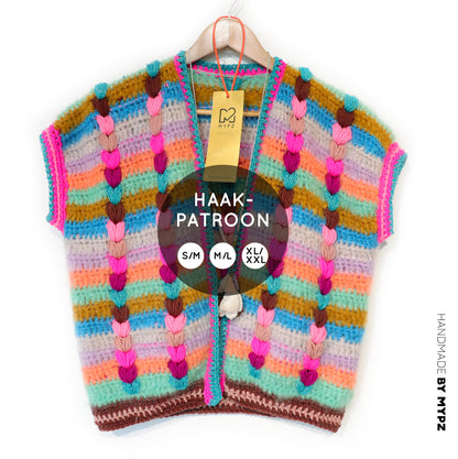 Haakpatroon - Chunky Mohair-merino vest Heartbeat (ENG-NL-DE)