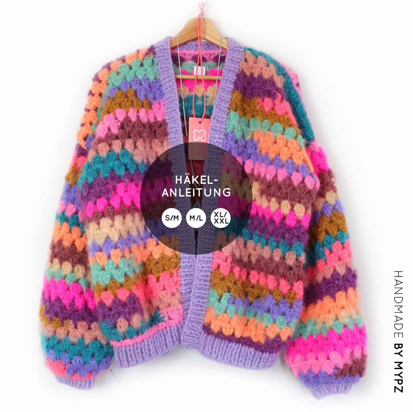 Haakpatroon - MYPZ kort Mohair Granny stripes vest Fiesta (ENG-NL)