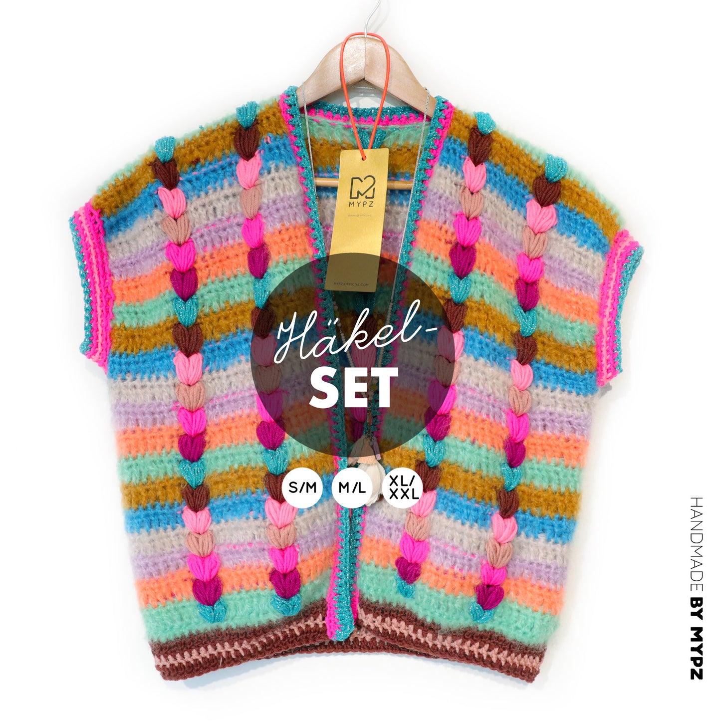 Haakpakket - Chunky Mohair-merino vest Heartbeat (ENG-NL-DE)