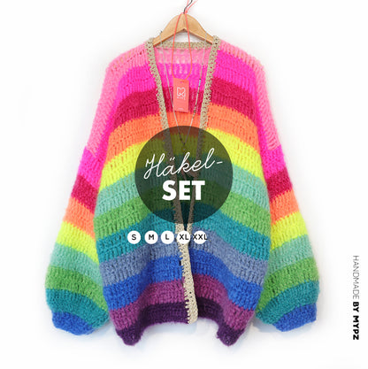 Haakpakket - Chunky Mohair cardigan Bowie Crochet (ENG-NL-DE)