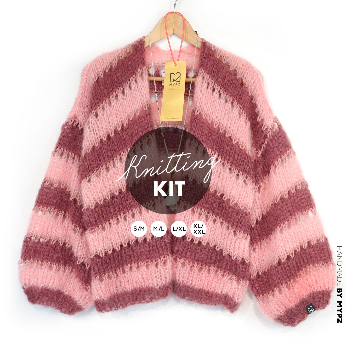 Breipakket – MYPZ kort Light Mohair Cardigan Rose Burgundy No10 (ENG-NL-DE-FR-ES)