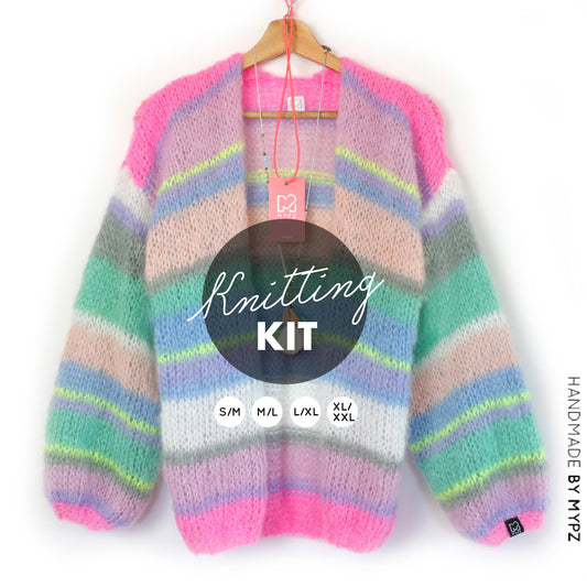 Knitting kit – MYPZ Basic Light Mohair Cardigan Helio No10 (ENG-NL-DE)
