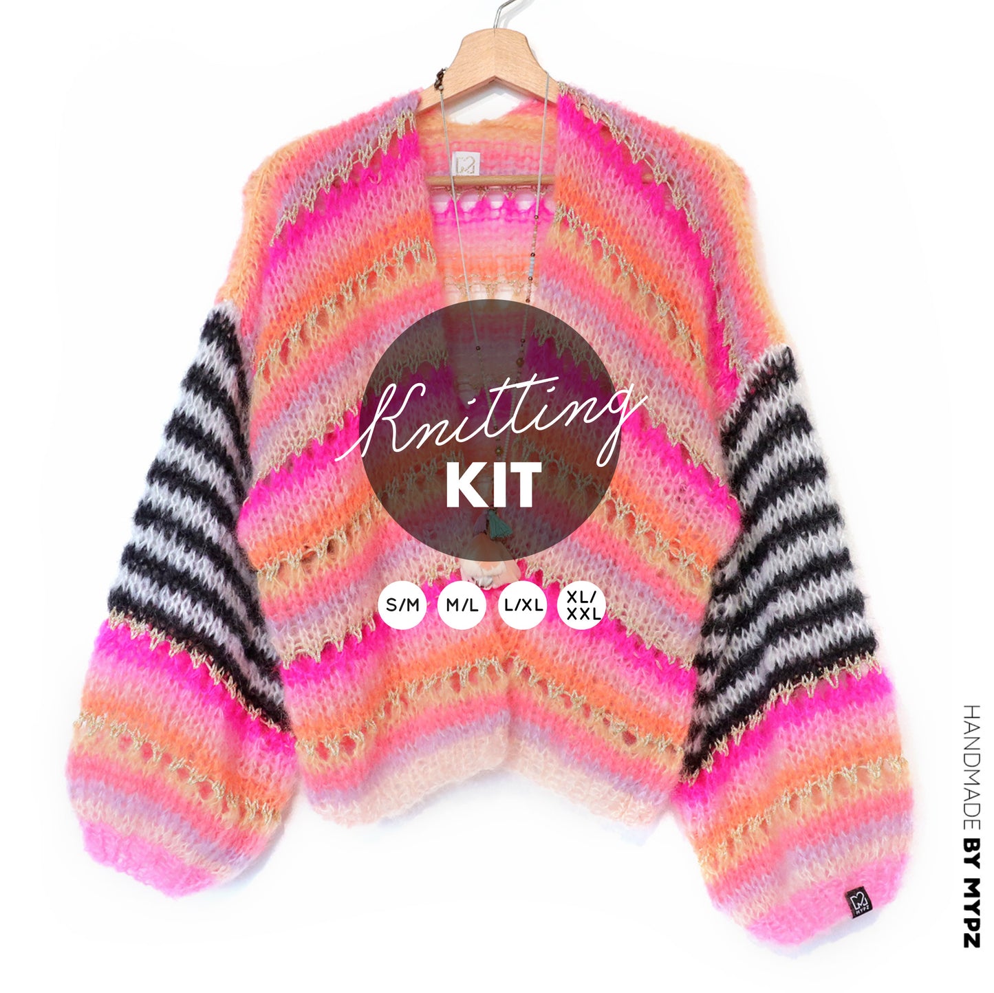 Knitting kit – MYPZ Light Mohair Cardigan Pink Magic No10 (ENG-NL-DE)