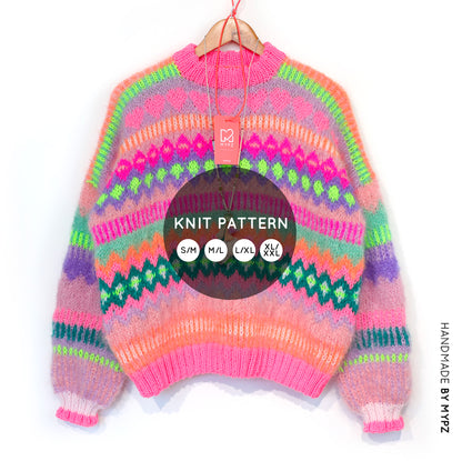 Knit pattern – Chunky Mohair Pullover Pink Sugar No.6 (ENG-NL-DE)