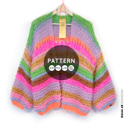 Breipatroon – MYPZ Chunky Mohair Cardigan Rainbow Sorbet No.15 (ENG-NL-DE)